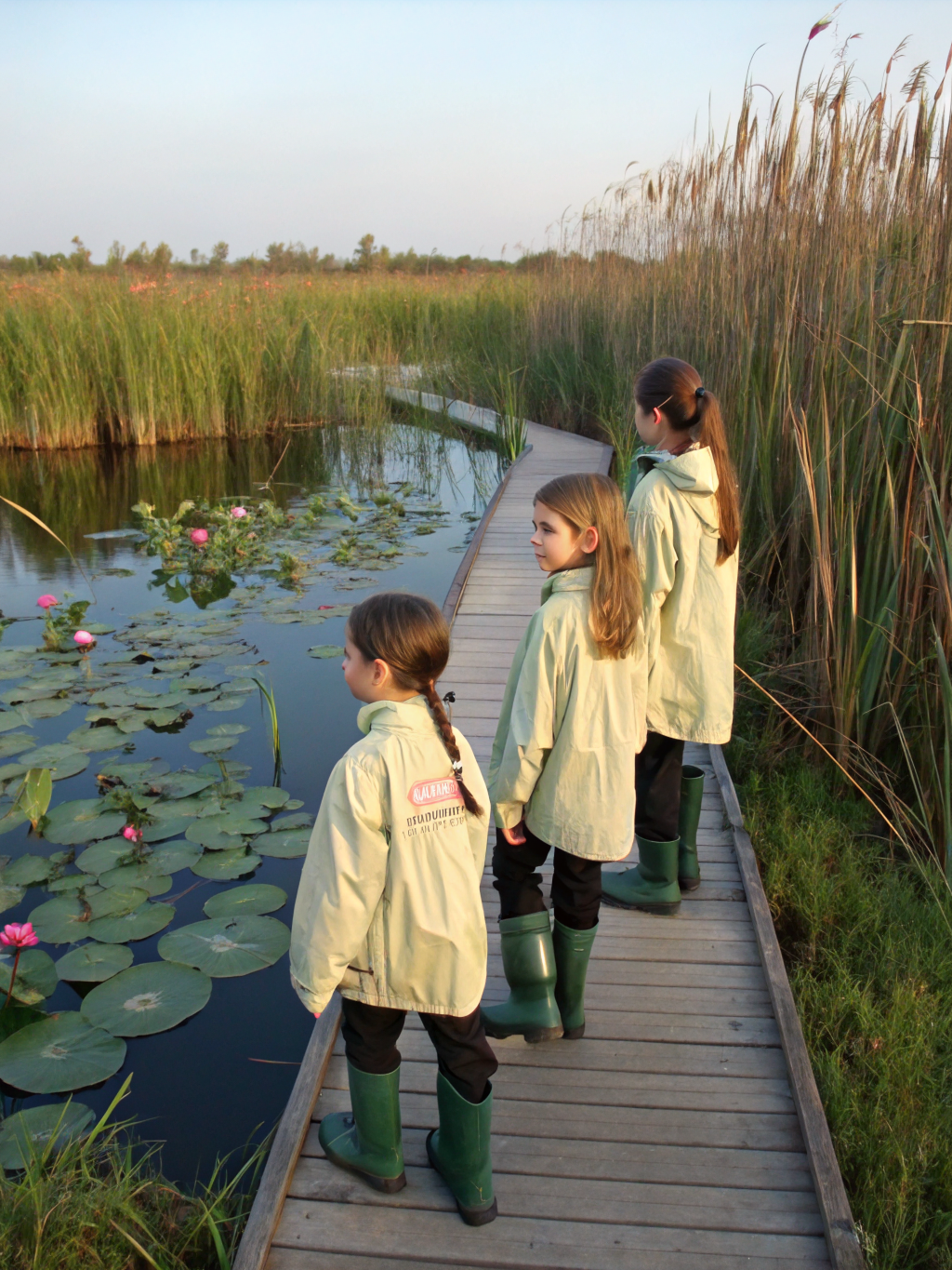 Children and educators exploring the marshland biodiversity